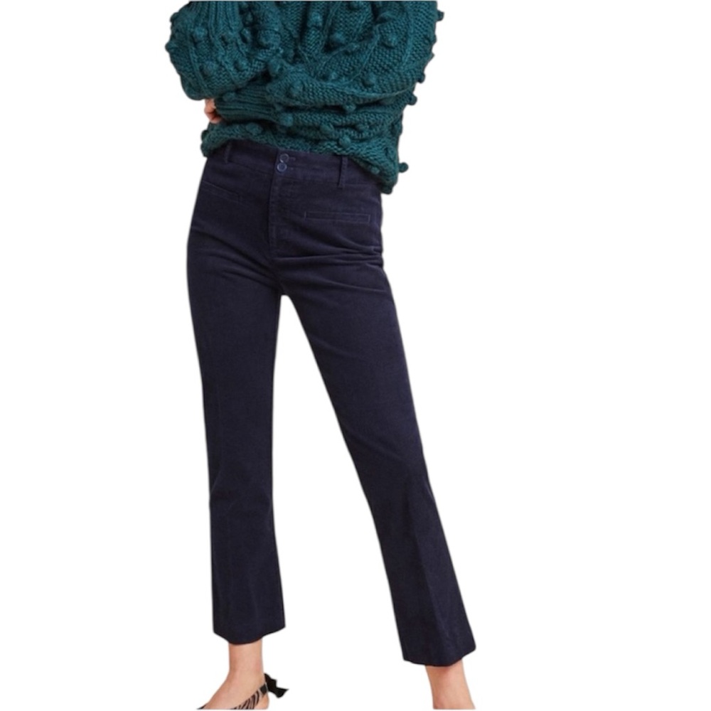 Anthropologie Pants Trousers Corduroy Cropped Flare Navy NWT Women’s Size 0